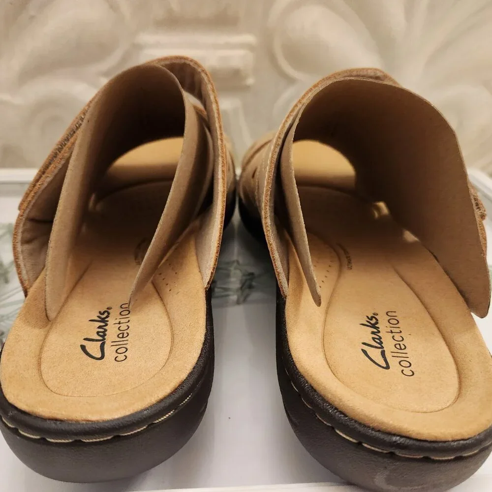 New Women's Clarks Sandals Laurieann Nora Sand Leather, Size 12W. NIB